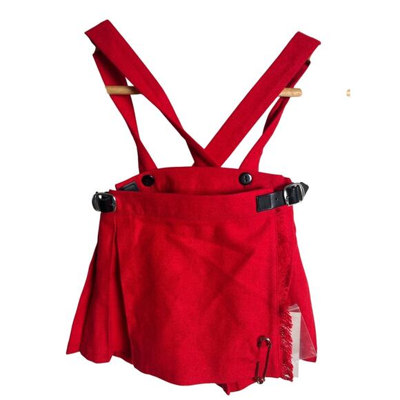 NWT O'NEIL Of Dublin Red Kilt Skirt Suspenders Size 16 Age 1/2 - Picture 1 of 6